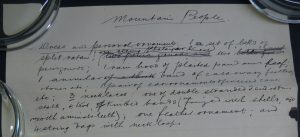 Extract from the handwritten list in preparation for the Annual Report (MAA archive, OA2/12/3).